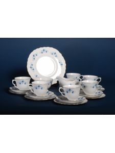 Kék mintás angol 6 személyes kávészett süteményestállal