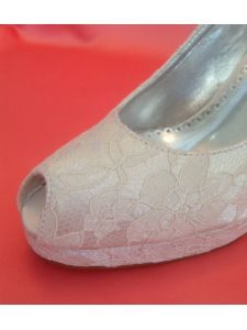 Csipke esküvői cipők, orra nyitott, angol SHADE