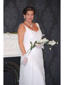 Fehér vállpántos muszlin molett Eternity Bride menyasszonyi ruha,